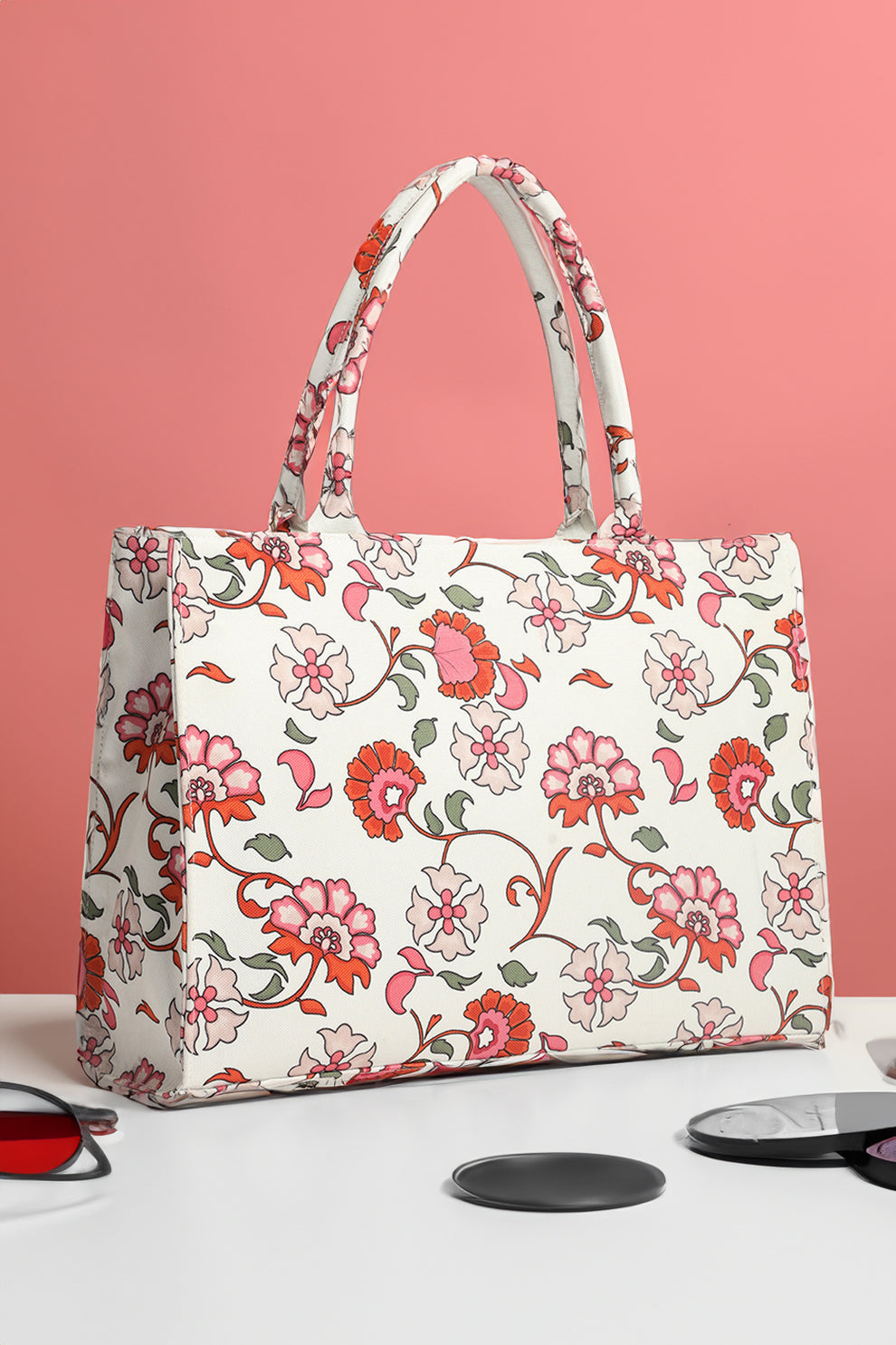 Buy Canvas Tote Bags White Floral in Pakistan