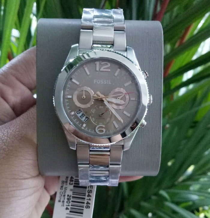 Buy Perfect Boyfriend Taupe Dial Silver Steel Strap Watch For Women in Pakistan