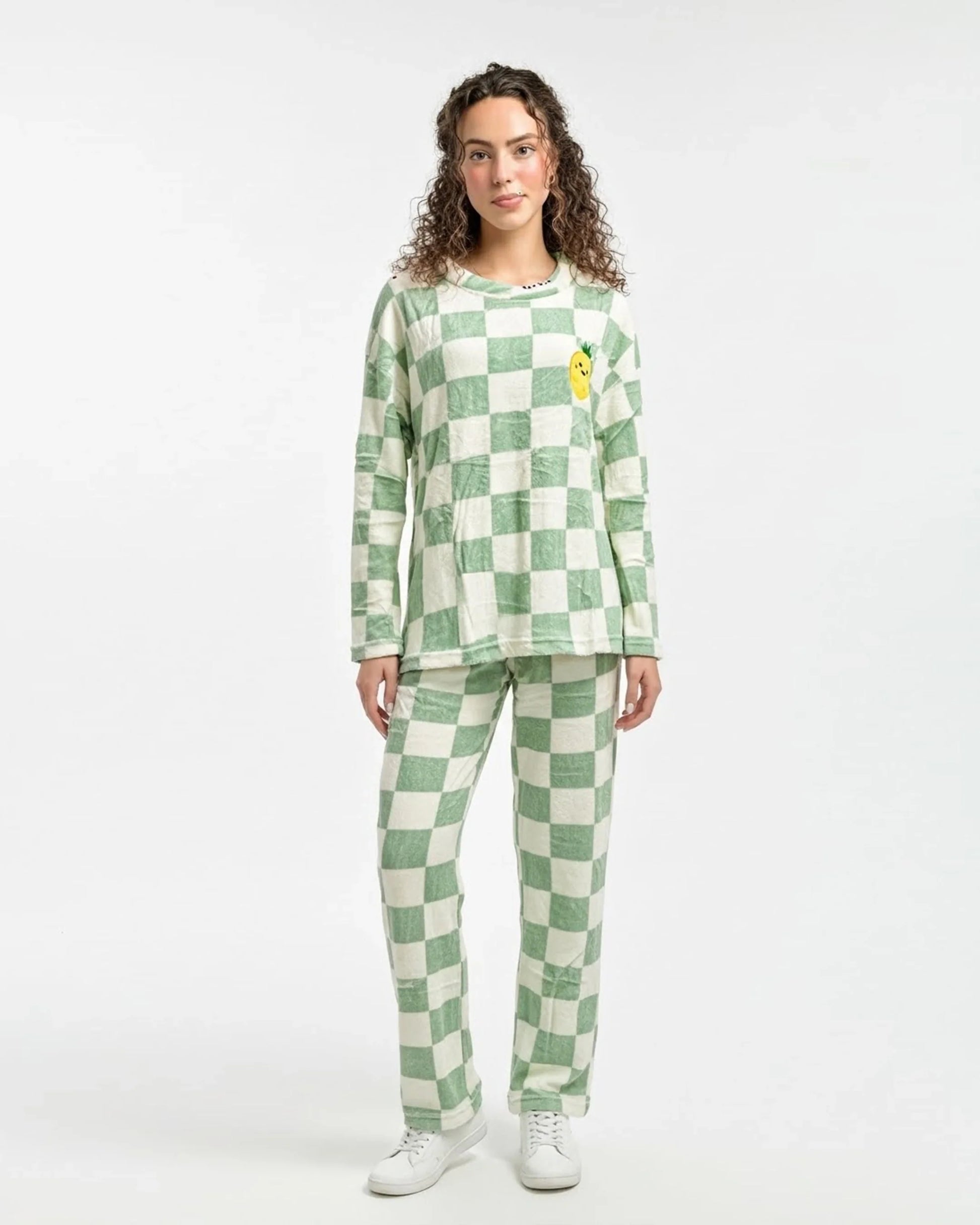 Buy Sajiero Fleece Pajama Suit - Mint Check in Pakistan