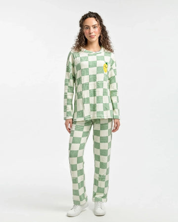 Buy Sajiero Fleece Pajama Suit - Mint Check in Pakistan