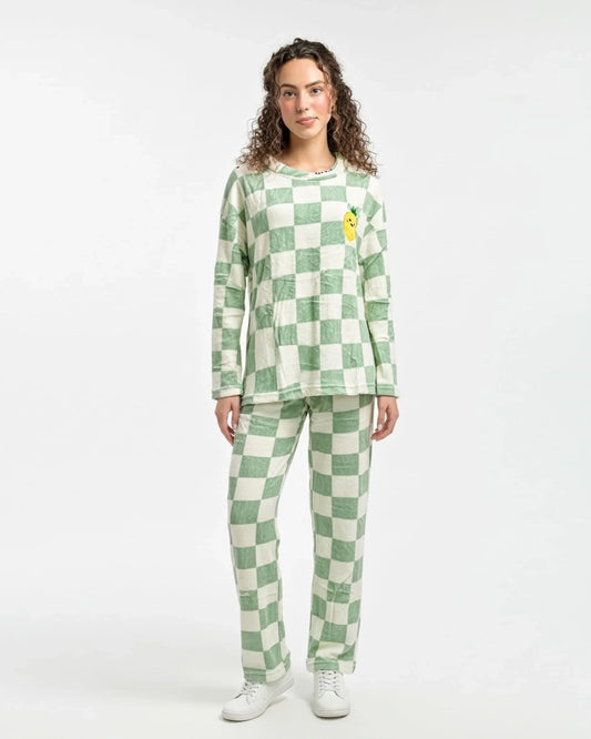 Buy Sajiero Fleece Pajama Suit - Mint Check in Pakistan