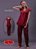 Buy Sajiero Two Hearts 100% Silk Pajama Suit in Pakistan