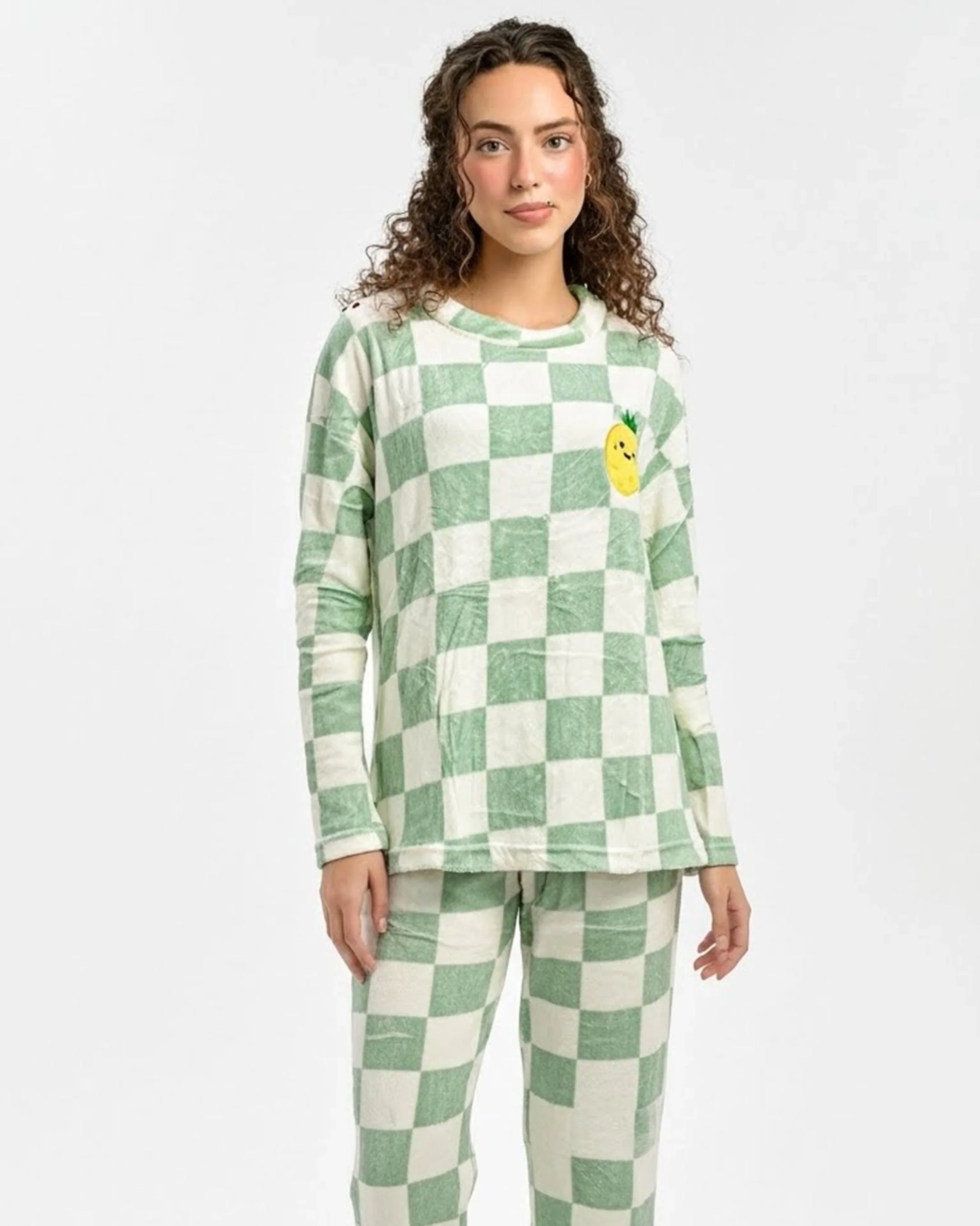 Buy Sajiero Fleece Pajama Suit - Mint Check in Pakistan