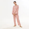 Buy Sajiero Mat Daisy Linen Pajama Suit with Scrunchie in Pakistan