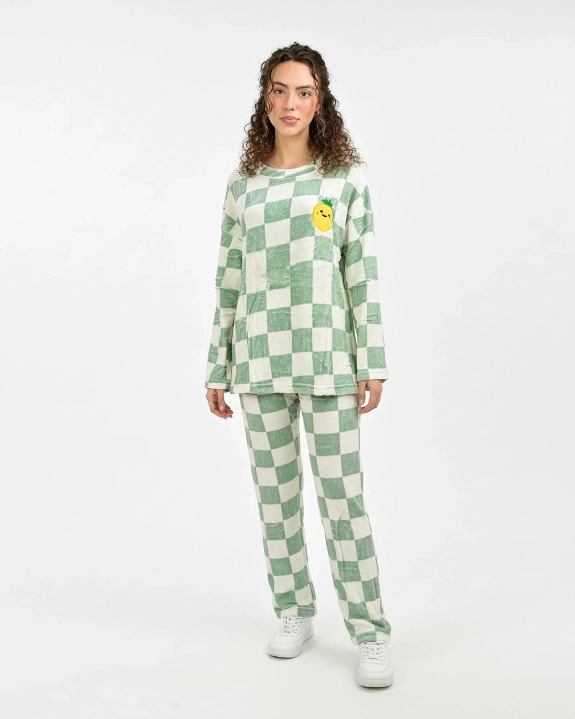 Buy Sajiero Fleece Pajama Suit - Mint Check in Pakistan