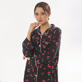 Buy Sajiero Cherry Linen Pajama Suit with Scrunchie in Pakistan