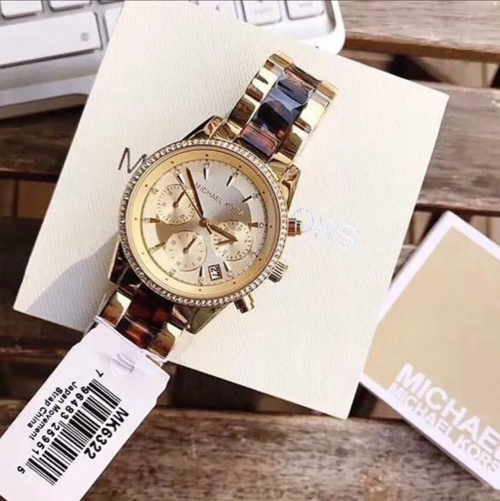 Buy Michael Kors Ritz Gold Dial Two Tone Steel Strap Watch for Women - MK6322 in Pakistan