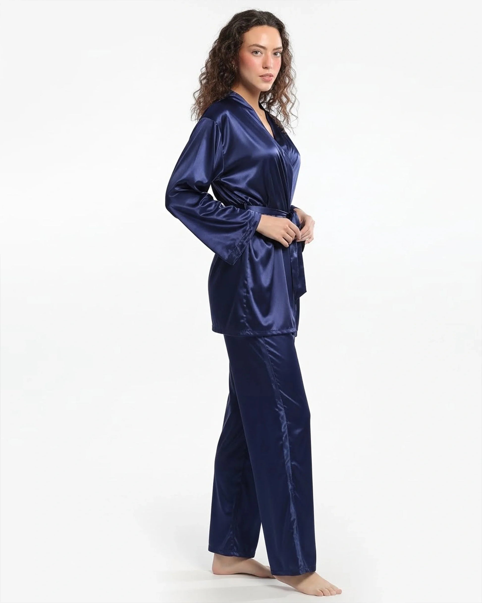 Buy Sajiero Silk PJ Set - Silk Lounge - Blue in Pakistan