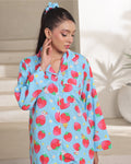 Buy Sajiero Linen Pajama Suit with Scrunchie - Strawberry Dream in Pakistan