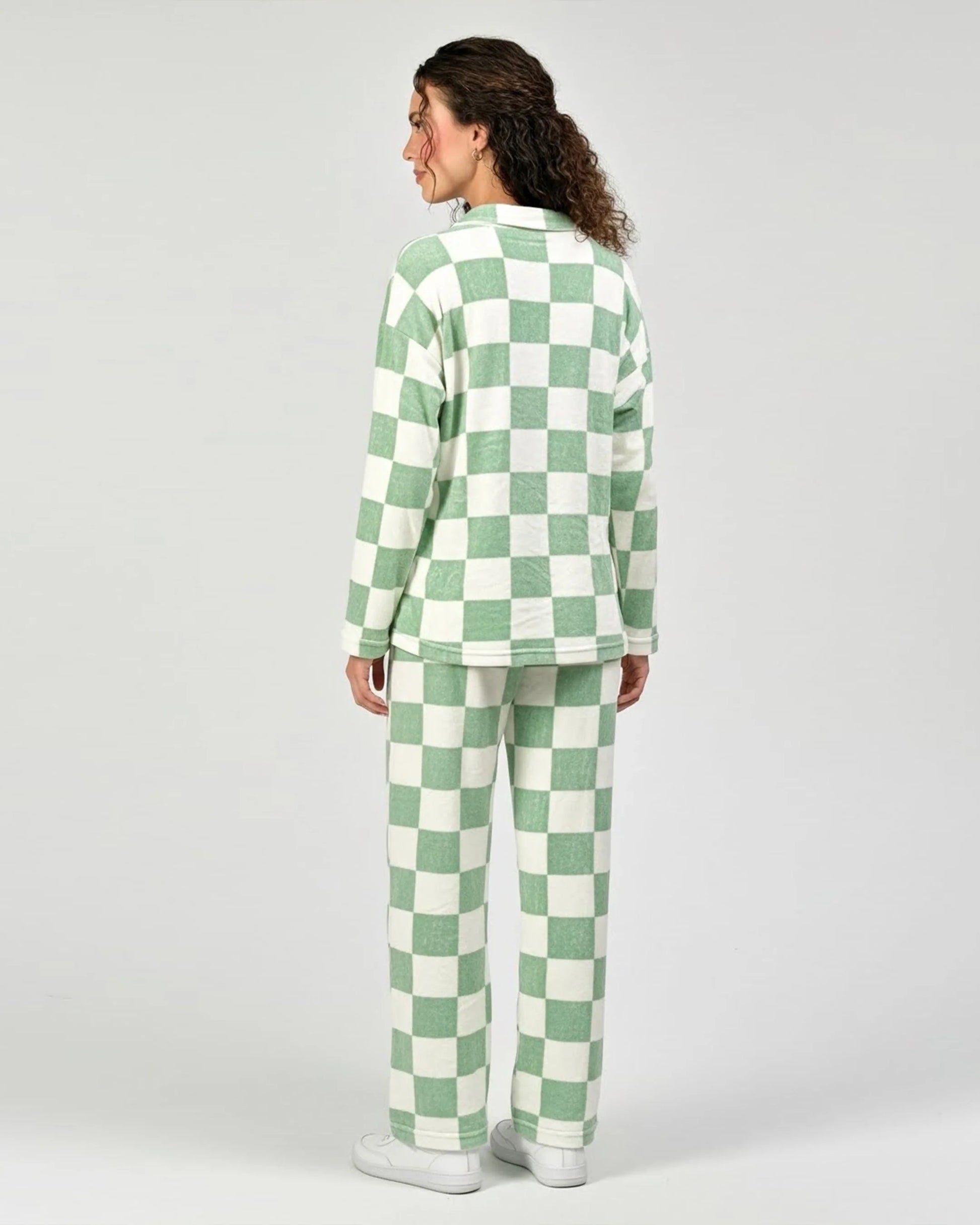 Buy Sajiero Fleece Pajama Suit - Mint Check in Pakistan