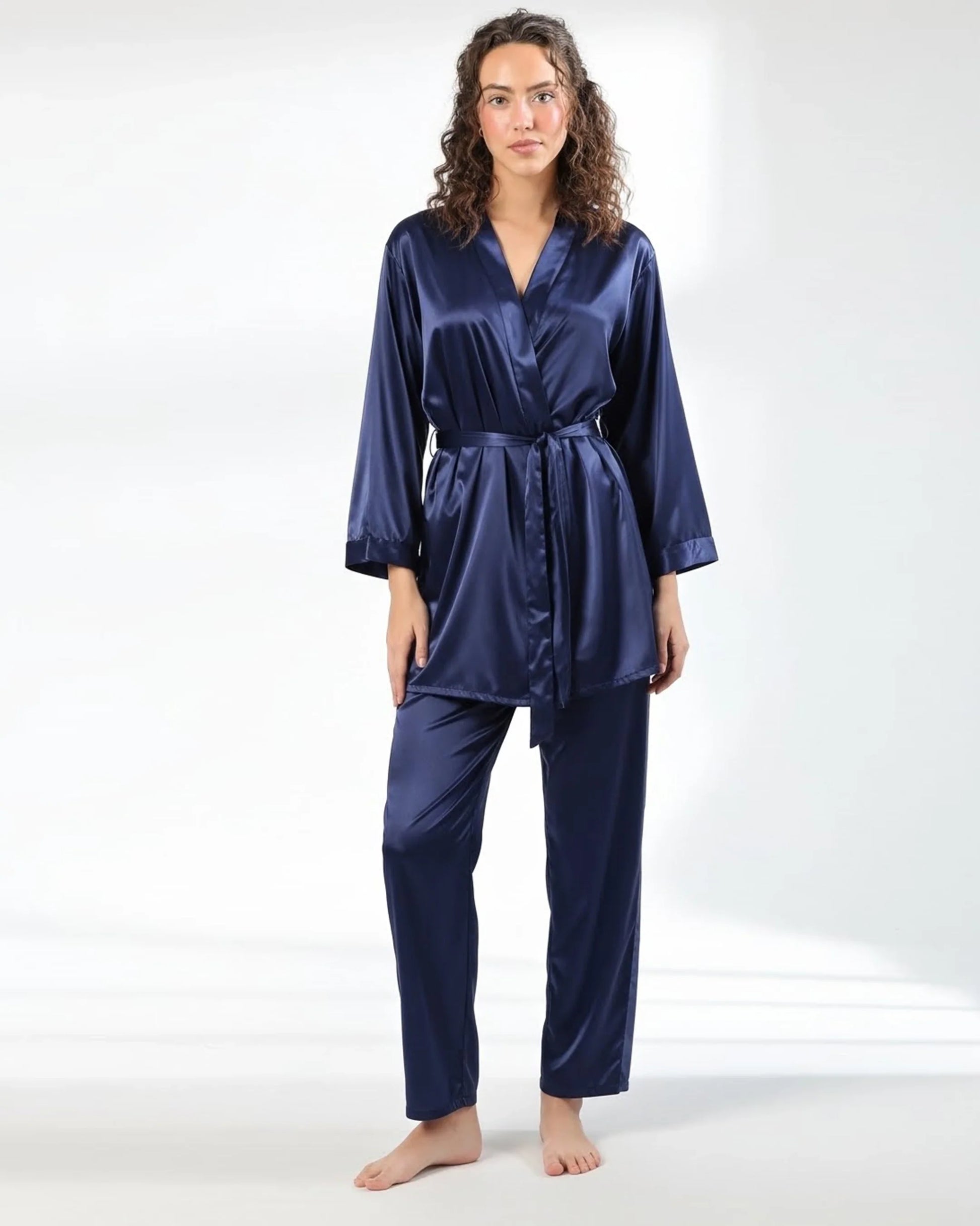 Buy Sajiero Silk PJ Set - Silk Lounge - Blue in Pakistan
