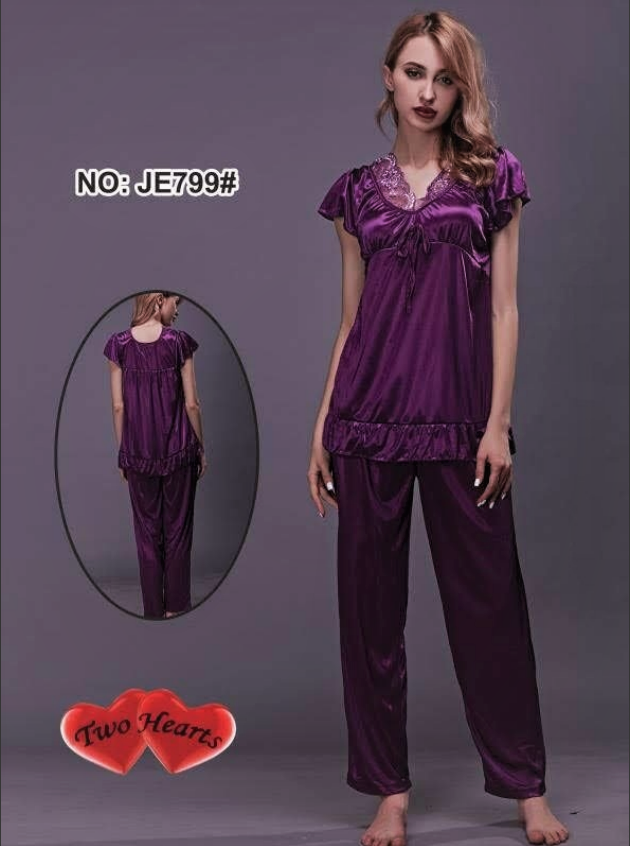Buy Sajiero Two Hearts 100% Silk Pajama Suit in Pakistan