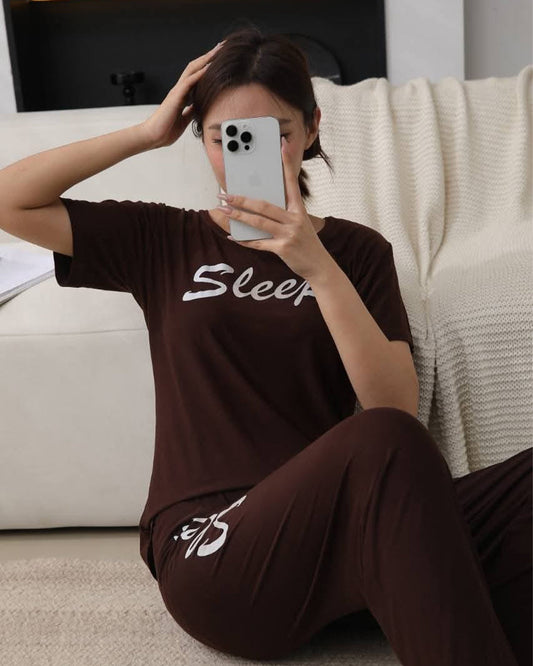 Buy Sajiero Cotton PJ Set - Mocha Rest in Pakistan