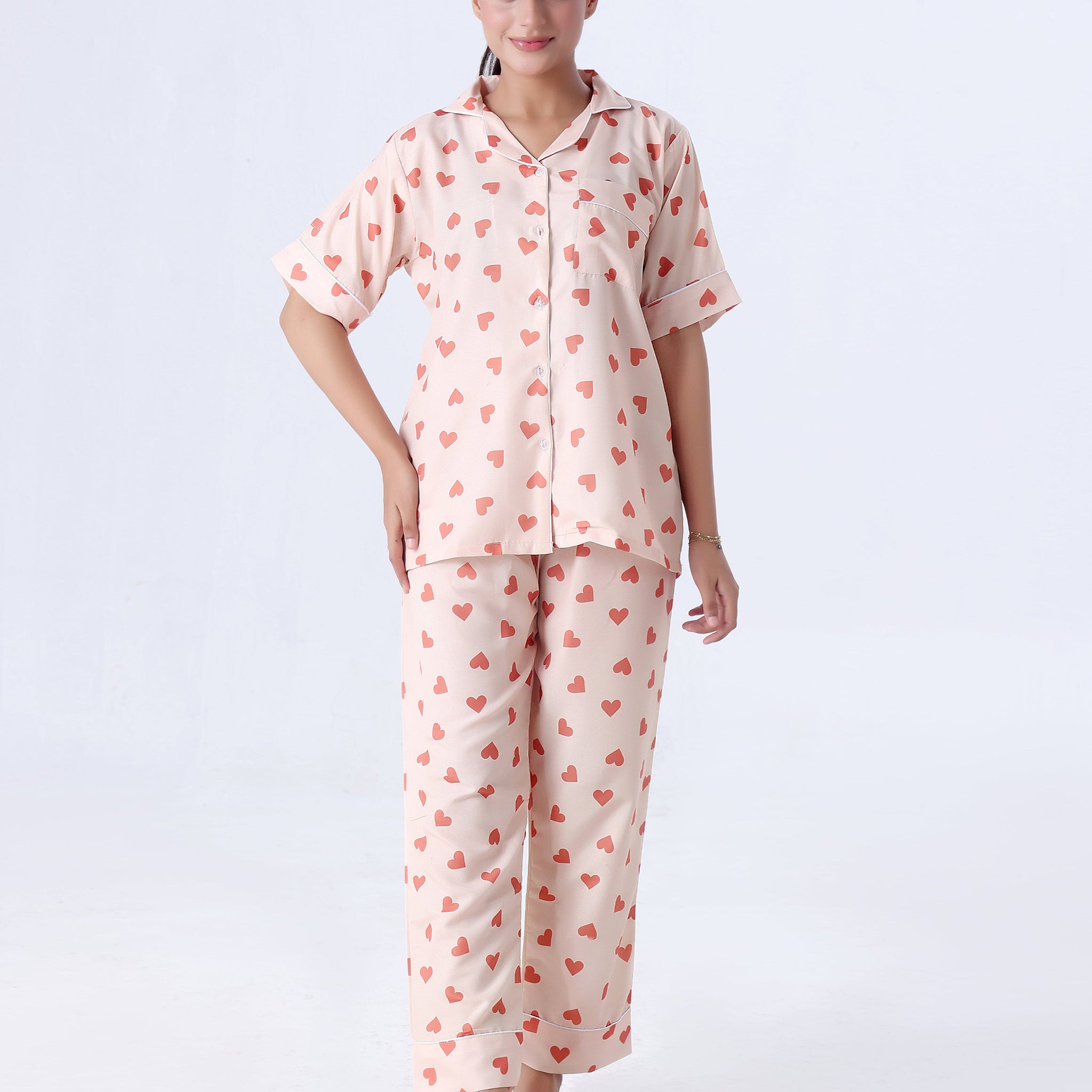 Buy Sajiero Summer Pajama Suit - Love Hearts in Pakistan