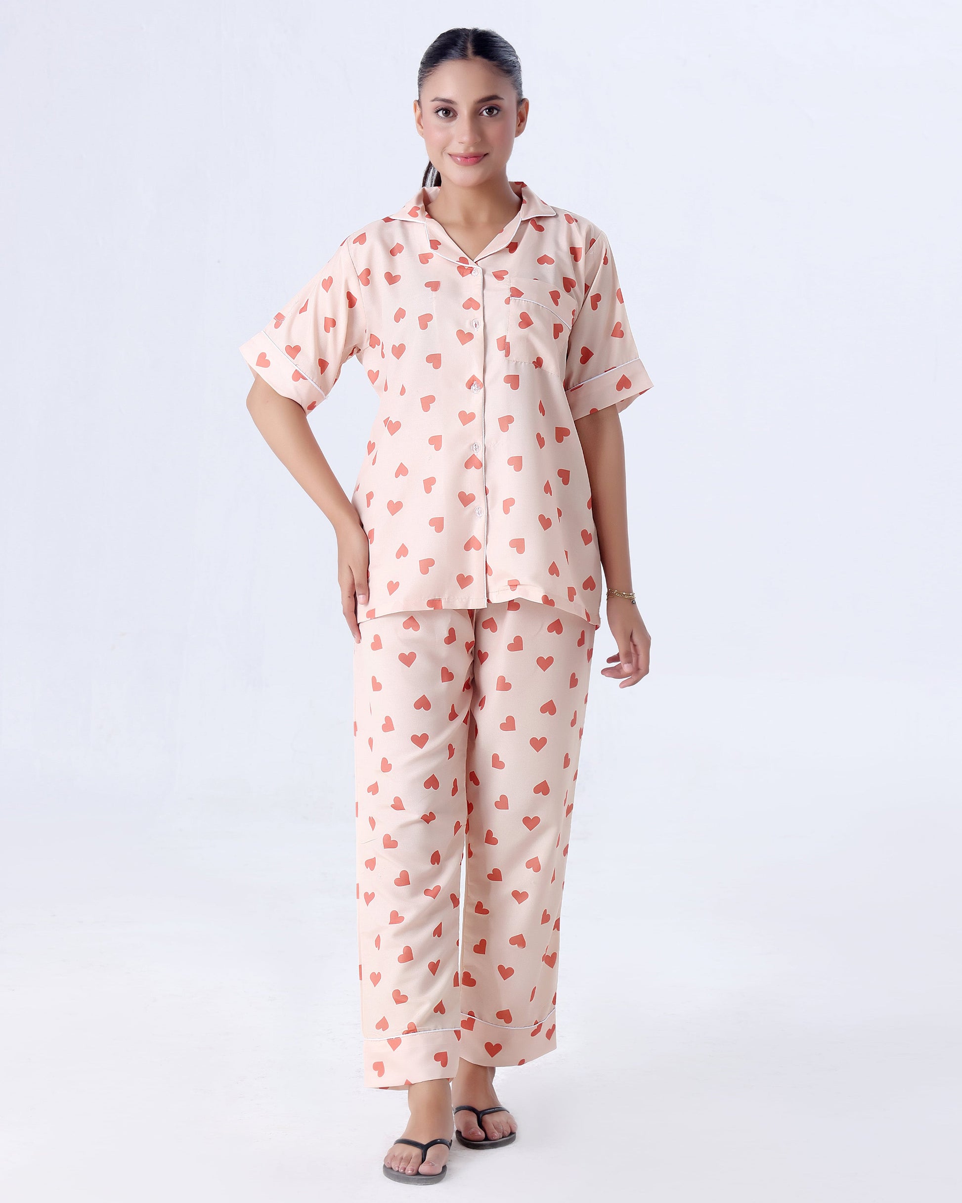 Buy Sajiero Summer Pajama Suit - Love Hearts in Pakistan