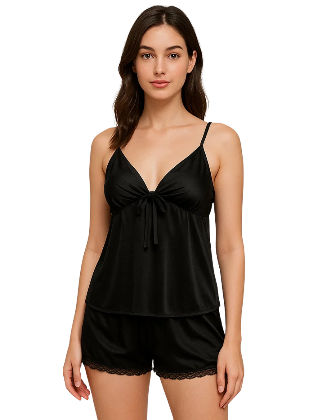 Buy Sajiero 2 Piece Inner Top and Short Silk Cami Set in Pakistan