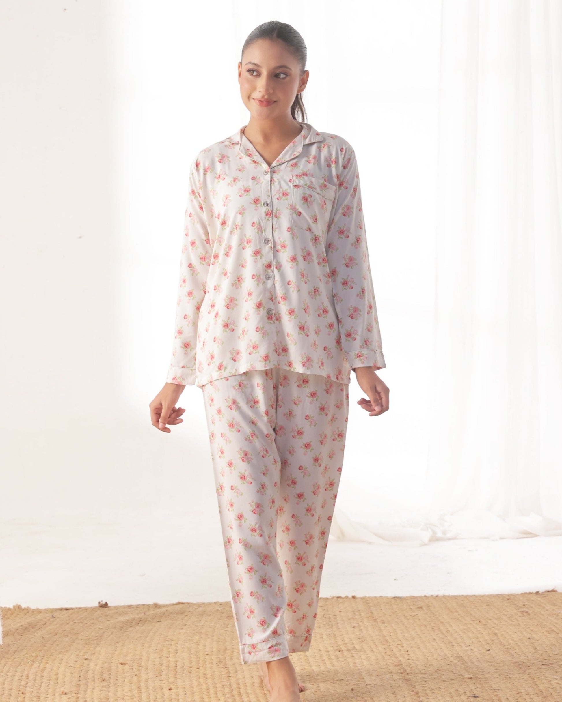 Buy Sajiero Linen Pajama Suit - Rose Whisper in Pakistan