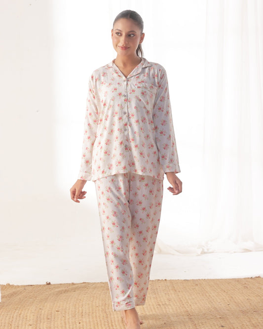 Buy Sajiero Linen Pajama Suit - Rose Whisper in Pakistan
