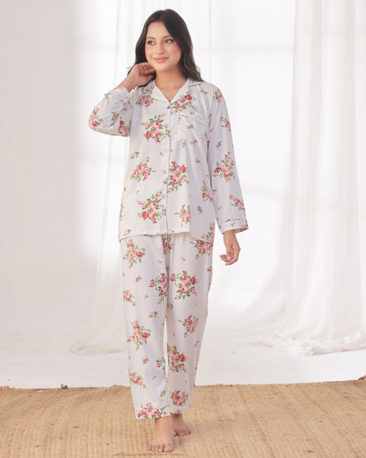 Buy Sajiero Linen Pajama Suit - Blossom Dream in Pakistan