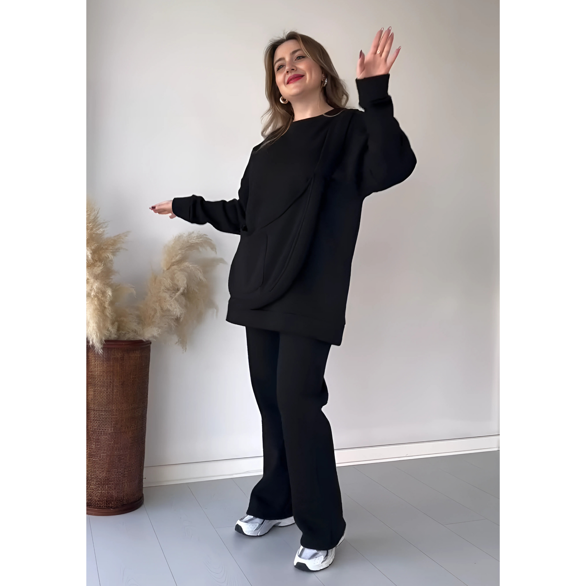 Buy Sajiero Rich Fleece Casual Drop Shoulder Tracksuit Suit With Bag in Pakistan