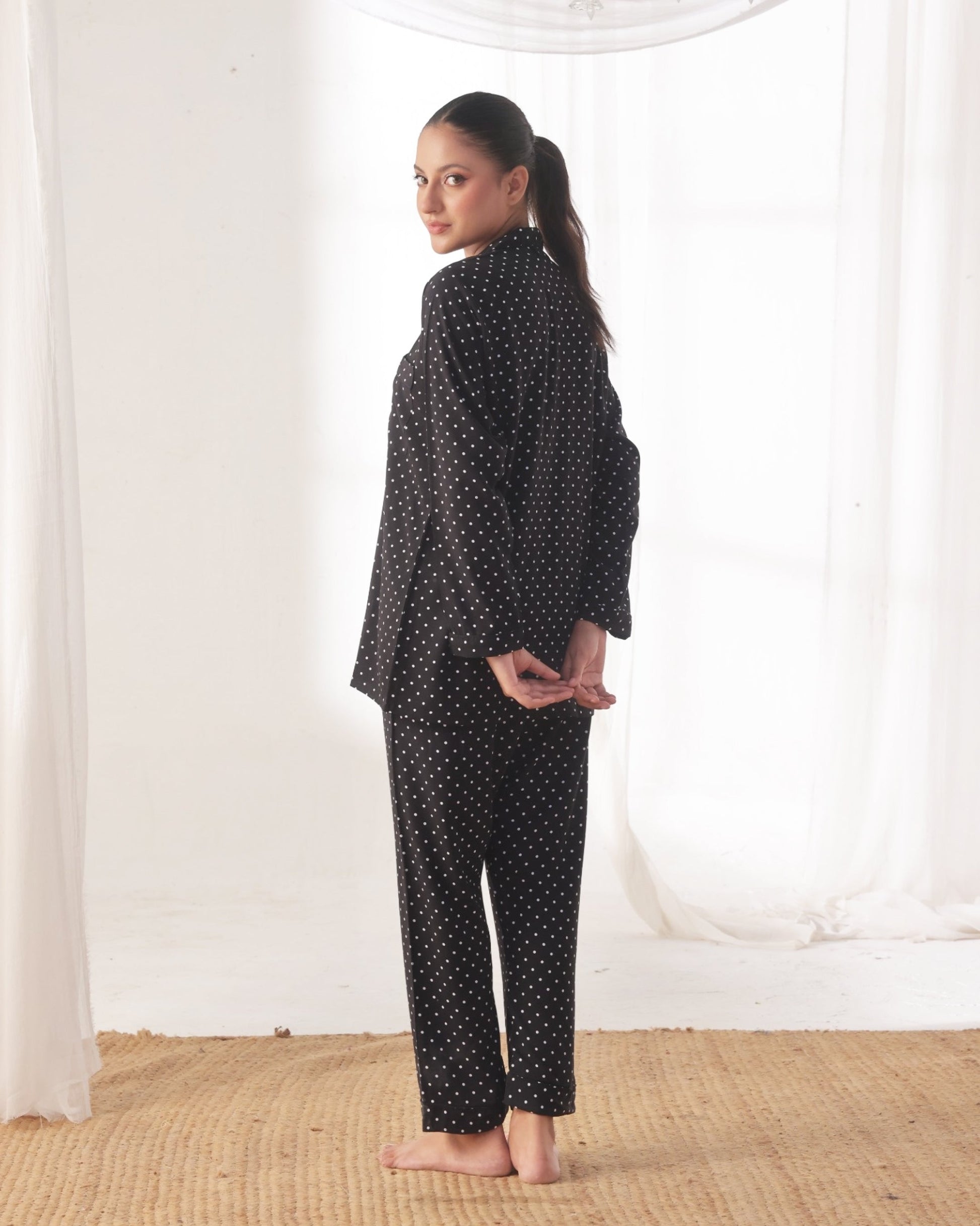 Buy Sajiero Linen Pajama Suit - Dot Drape in Pakistan