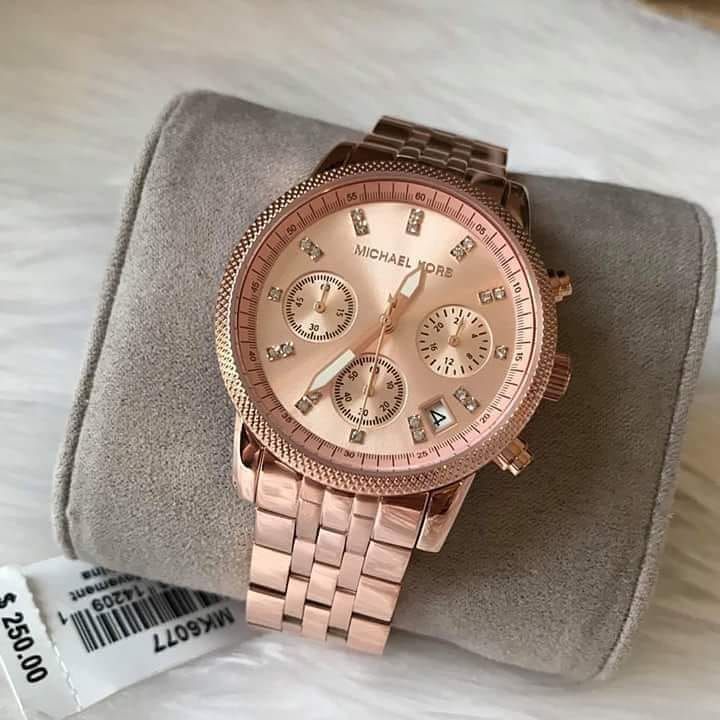 Buy Michael Kors Ritz Chronograph Rose Gold Dial Steel Ladies Watch - Mk6077 in Pakistan