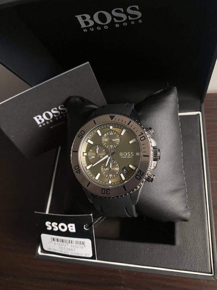 Buy Hugo Boss Gents Stainless Steel Case With Black Silicon Rubber Strap And Green Chronograph Dial Watch - 1513967 in Pakistan