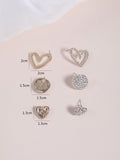 Buy SHEIN 3pairs Rhinestone Heart Decor Stud Earrings in Pakistan