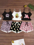 Buy SHEIN 3pcs/Set Cartoon Print Camisole & Shorts Pajama Set in Pakistan