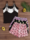 Buy SHEIN 3pcs/Set Cartoon Print Camisole & Shorts Pajama Set in Pakistan