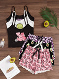 Buy SHEIN 3pcs/Set Cartoon Print Camisole & Shorts Pajama Set in Pakistan