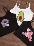 Buy SHEIN 3pcs/Set Cartoon Print Camisole & Shorts Pajama Set in Pakistan