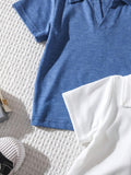 Buy SHEIN 3pcs Baby Boy Solid Color Polo Shirt Short Sleeve Set, Summer in Pakistan