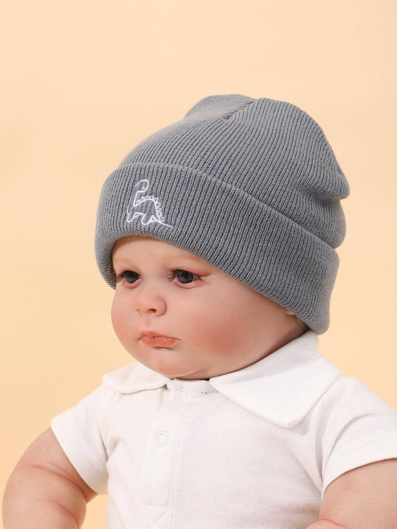 Buy SHEIN 3pcs Baby Dinosaur Embroidered Knit Beanie in Pakistan