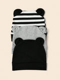 Buy SHEIN 3pcs Baby Striped Pattern Cartoon Ear Decor Hat in Pakistan