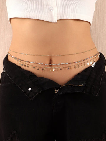 Buy SHEIN 3pcs Random Rhinestone Decor Waist Chain in Pakistan