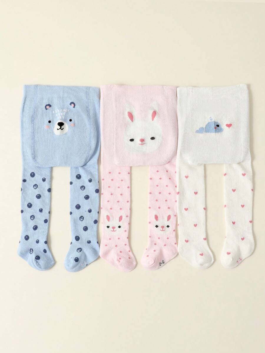 Buy SHEIN 3pcs Set Baby Girls Stylish Ruffle Bum Tights, Warm Knitted Leggings For Fall Winter in Pakistan