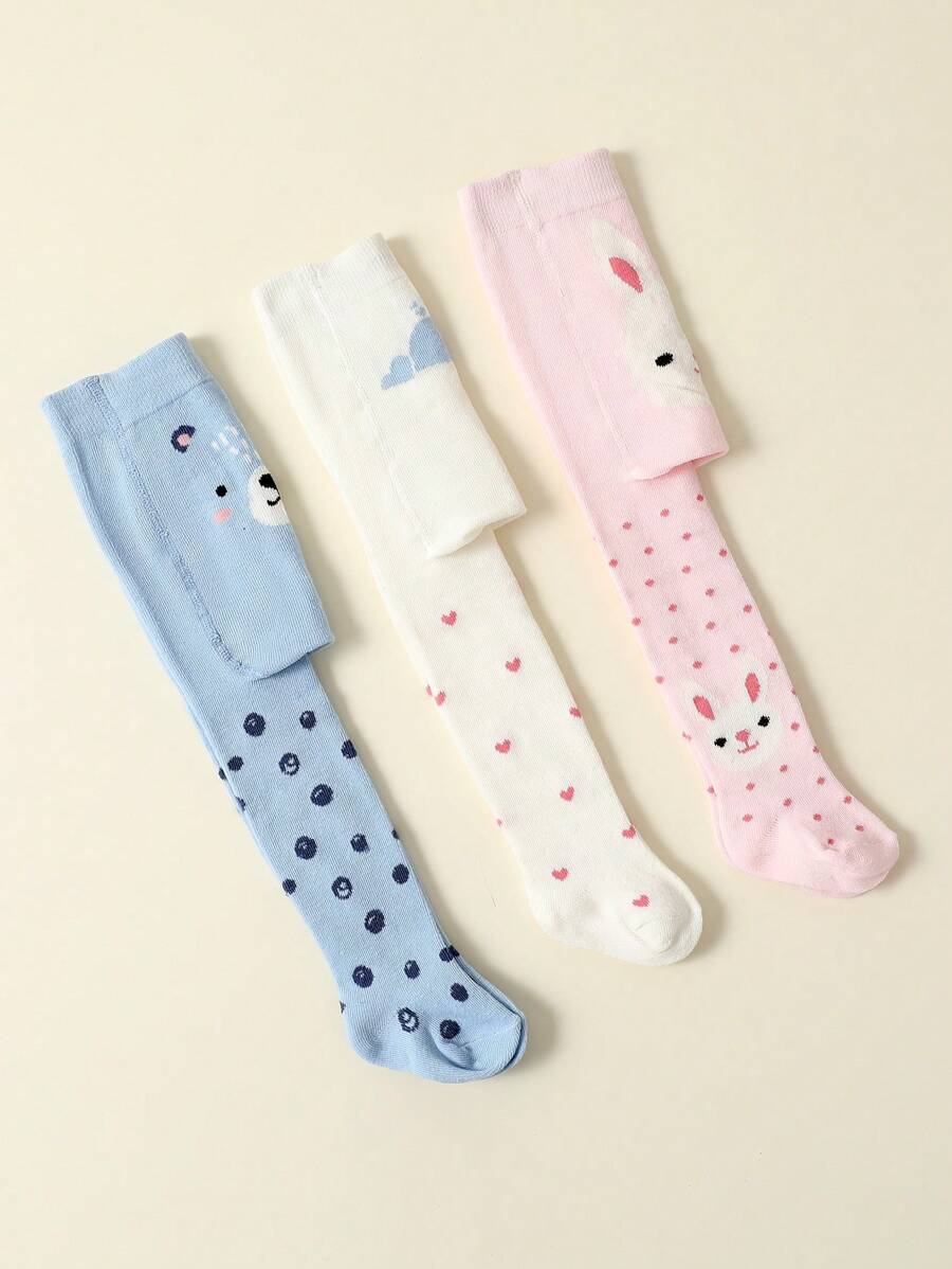 Buy SHEIN 3pcs Set Baby Girls Stylish Ruffle Bum Tights, Warm Knitted Leggings For Fall Winter in Pakistan