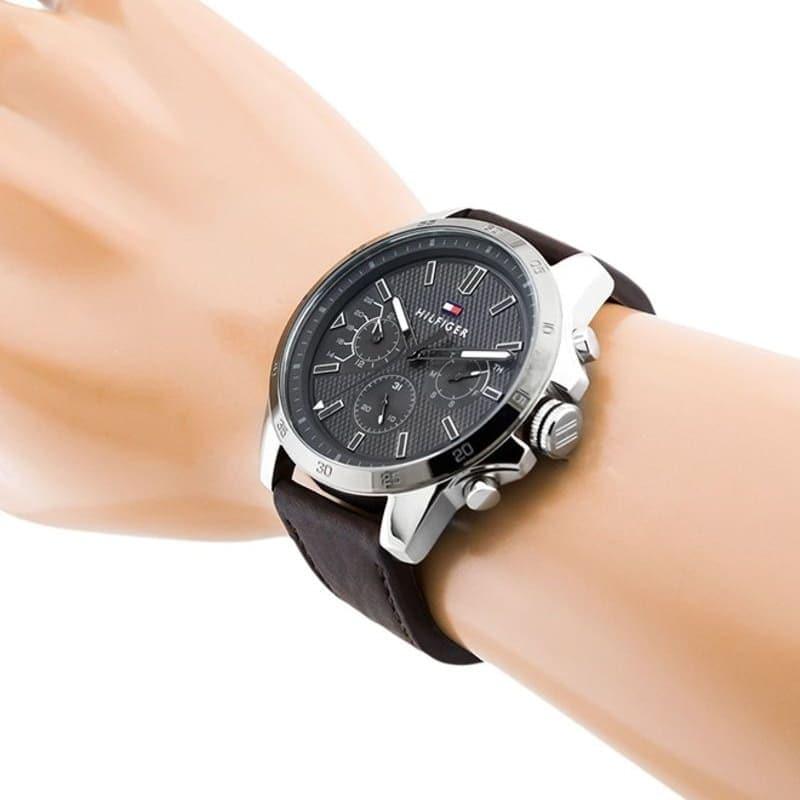 Buy Tommy Hilfiger Mens Quartz Leather Strap Grey Dial 48mm Watch - 1791562 in Pakistan