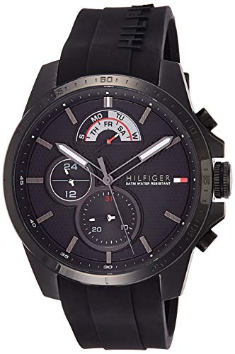 Buy Tommy Hilfiger Mens Quartz Black Silicone Strap Black Dial 46mm Watch - 1791352 in Pakistan