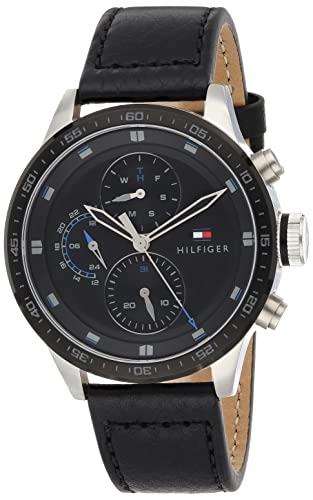 Buy Tommy Hilfiger Mens Quartz Leather Strap Black Dial 46mm Watch - 1791810 in Pakistan