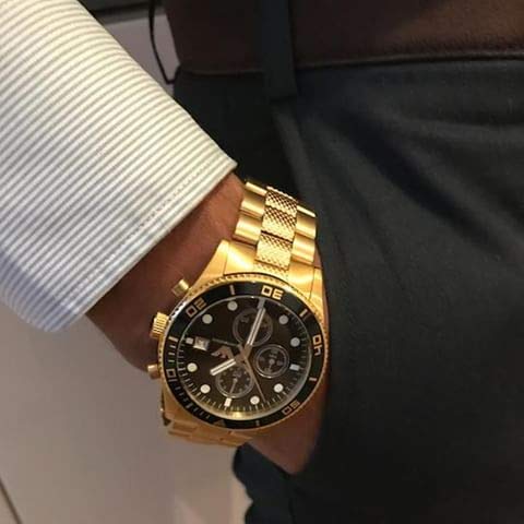 Buy Emporio Armani Black Dial Gold Steel Strap Watch for Men - AR5857 in Pakistan