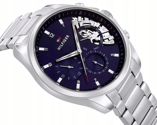 Buy Tommy Hilfiger Mens Quartz Silver Stainless Steel Blue Dial 44mm Watch - 1710448 in Pakistan