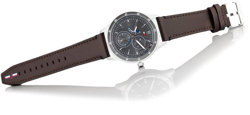 Buy Tommy Hilfiger Austin Grey Dial Brown Leather Strap Watch for Men - 1791637 in Pakistan