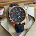 Buy Fossil Men's Quartz Chronograph Blue Leather Strap Blue Dial 44mm Watch FS4835 in Pakistan