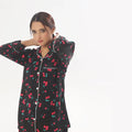 Buy Sajiero Cherry Linen Pajama Suit with Scrunchie in Pakistan
