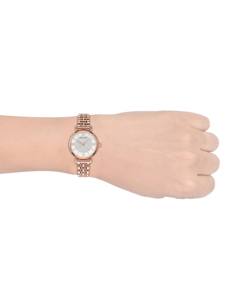 Buy Emporio Armani Gianni T Bar White Dial Rose Gold Steel Strap Watch for Women - AR11244 in Pakistan