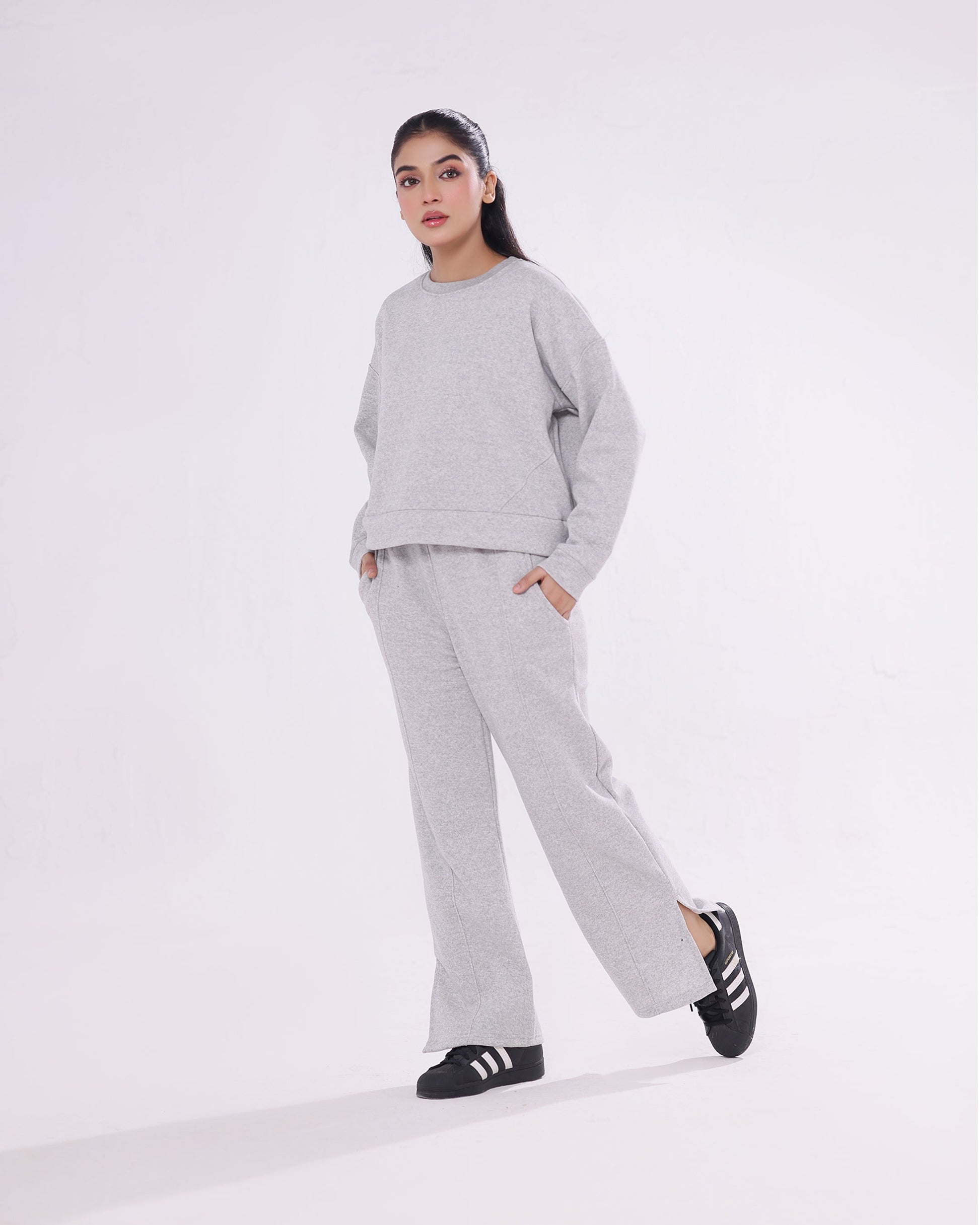Buy Sajiero Fleece Tracksuit – Warm Set - Grey in Pakistan