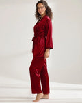 Buy Sajiero Silk PJ Set - Silk Lounge - Maroon in Pakistan