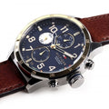 Buy Tommy Hilfiger Mens Quartz Brown Leather Strap Blue Dial 46mm Watch - 1791137 in Pakistan